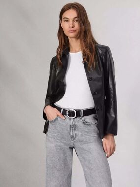 rag & bone Black Faux Leather Button-Front Jacket